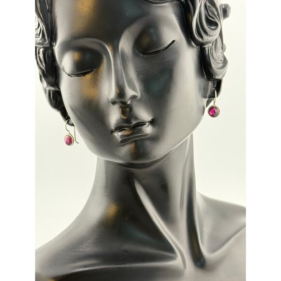 Jane Diaz Small Faceted Red Stone Drops Dangle Earrings - Picture 2 of 3